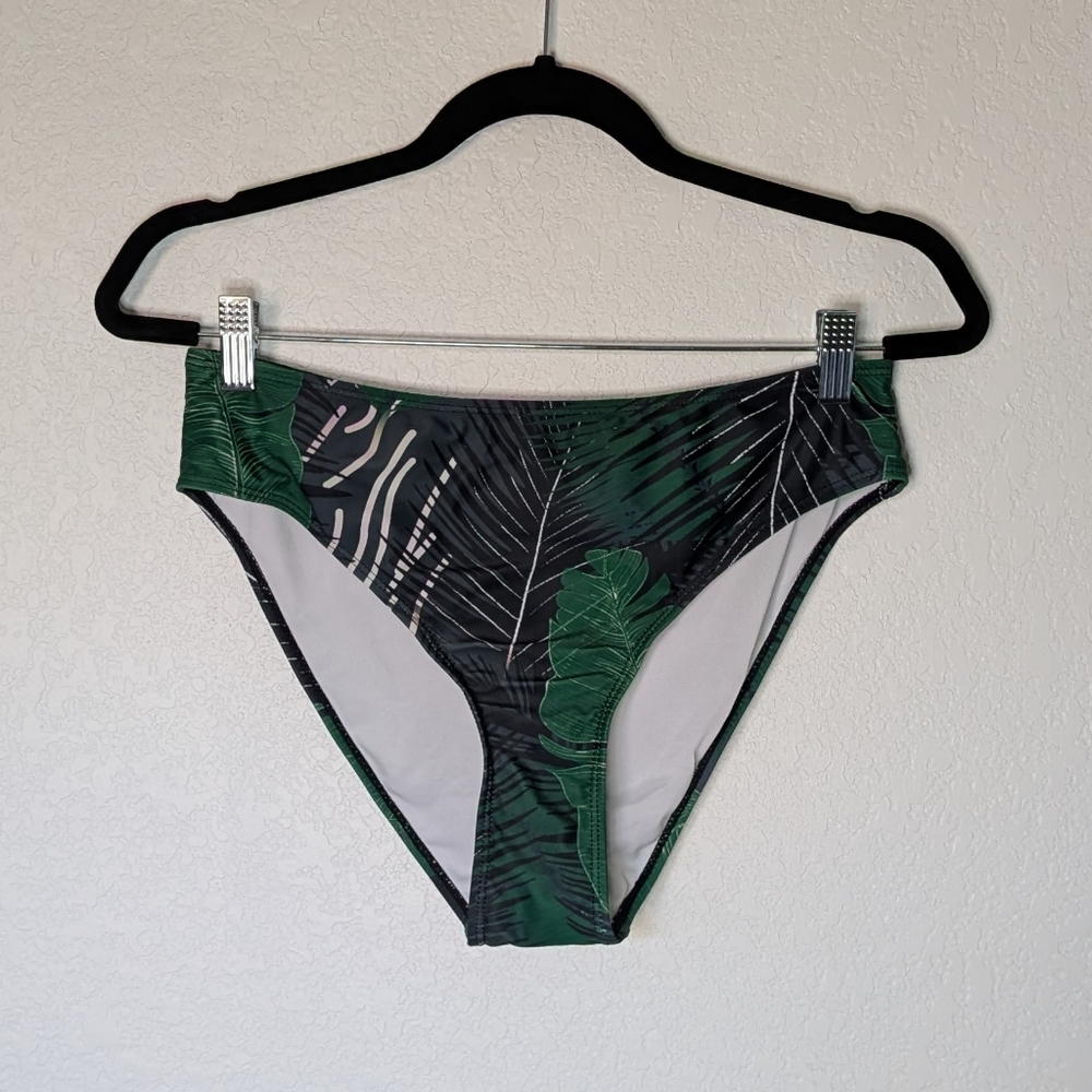 Green Leaf Print Bikini Bottom